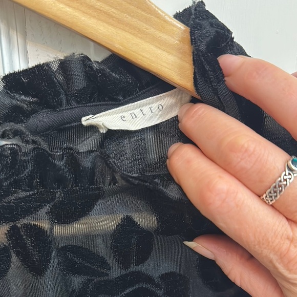 Entro Whimsigoth Black Sheer Blouse with Roses. Size M. - Picture 2 of 6